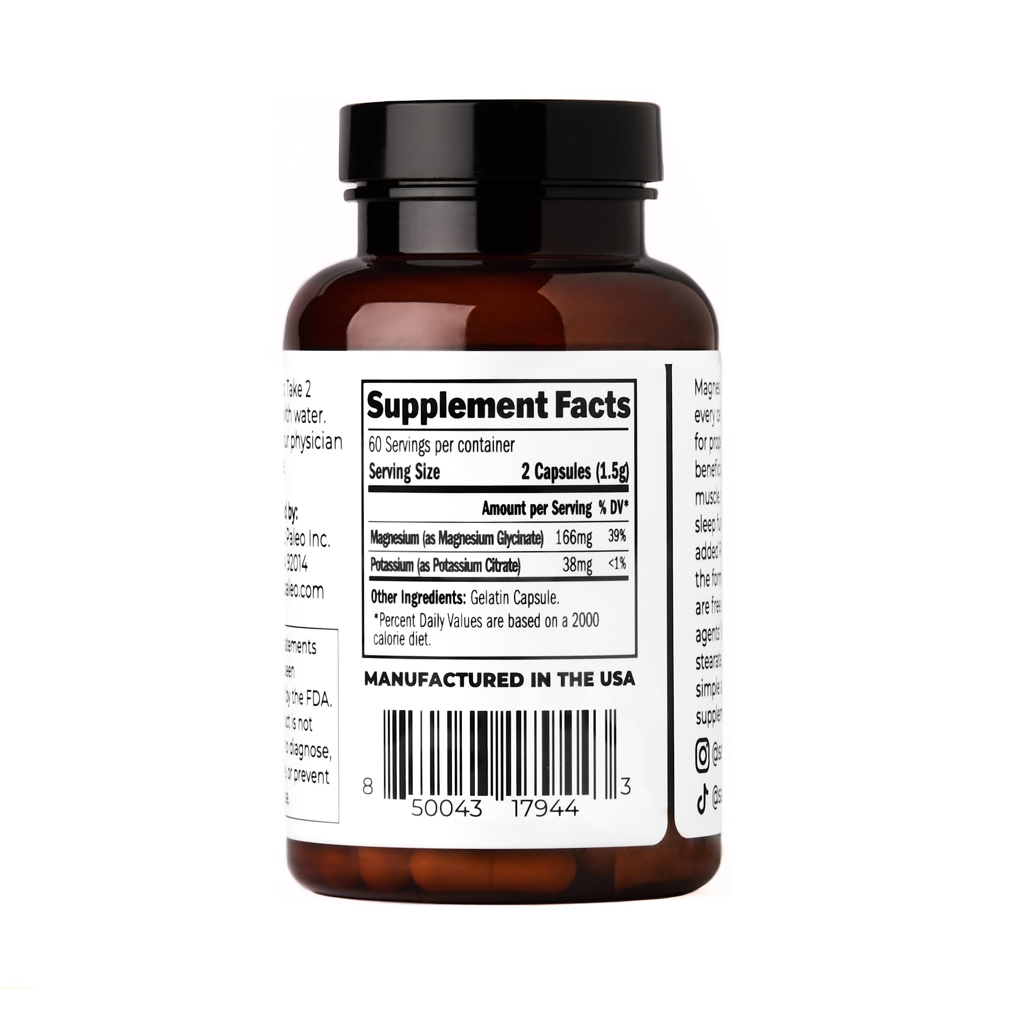 Label highlighting gluten-free, sugar-free, paleo and keto compatibility