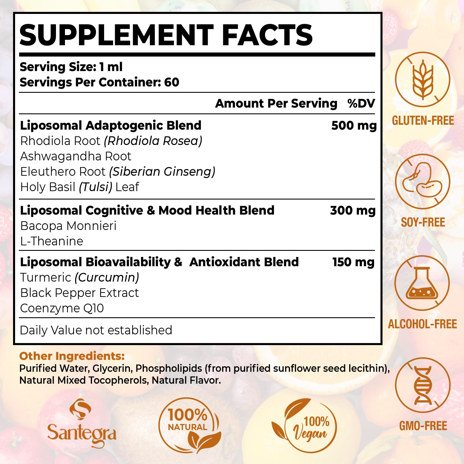 Rhodiola Rosea liquid drops showing 57,000 mg potency