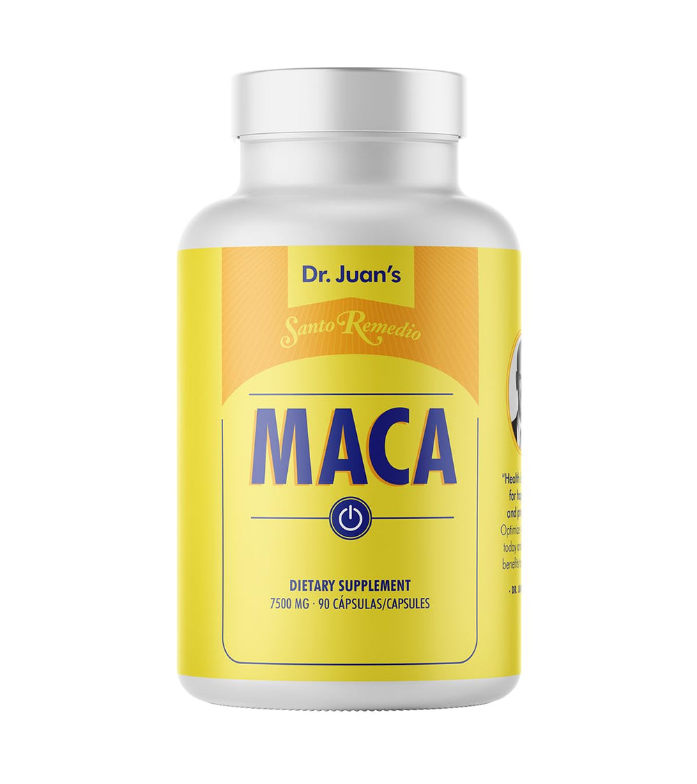 Santo Remedio Maca bottle front shows convenient daily energy support