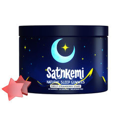 Satnkemi sleep gummies adults bottle highlighting valerian, L-Theanine and magnesium