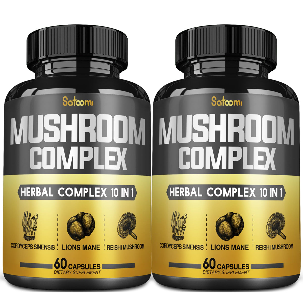 Bottle of Satoomi 10in1 Mushroom Complex Capsules