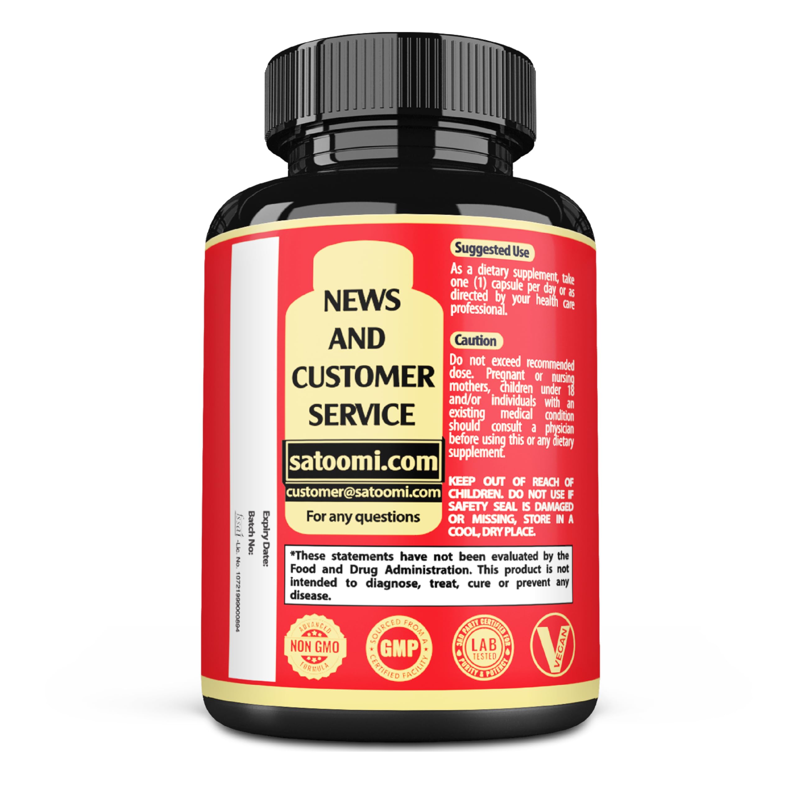 Satoomi 6in1 turmeric curcumin bottle on a white background