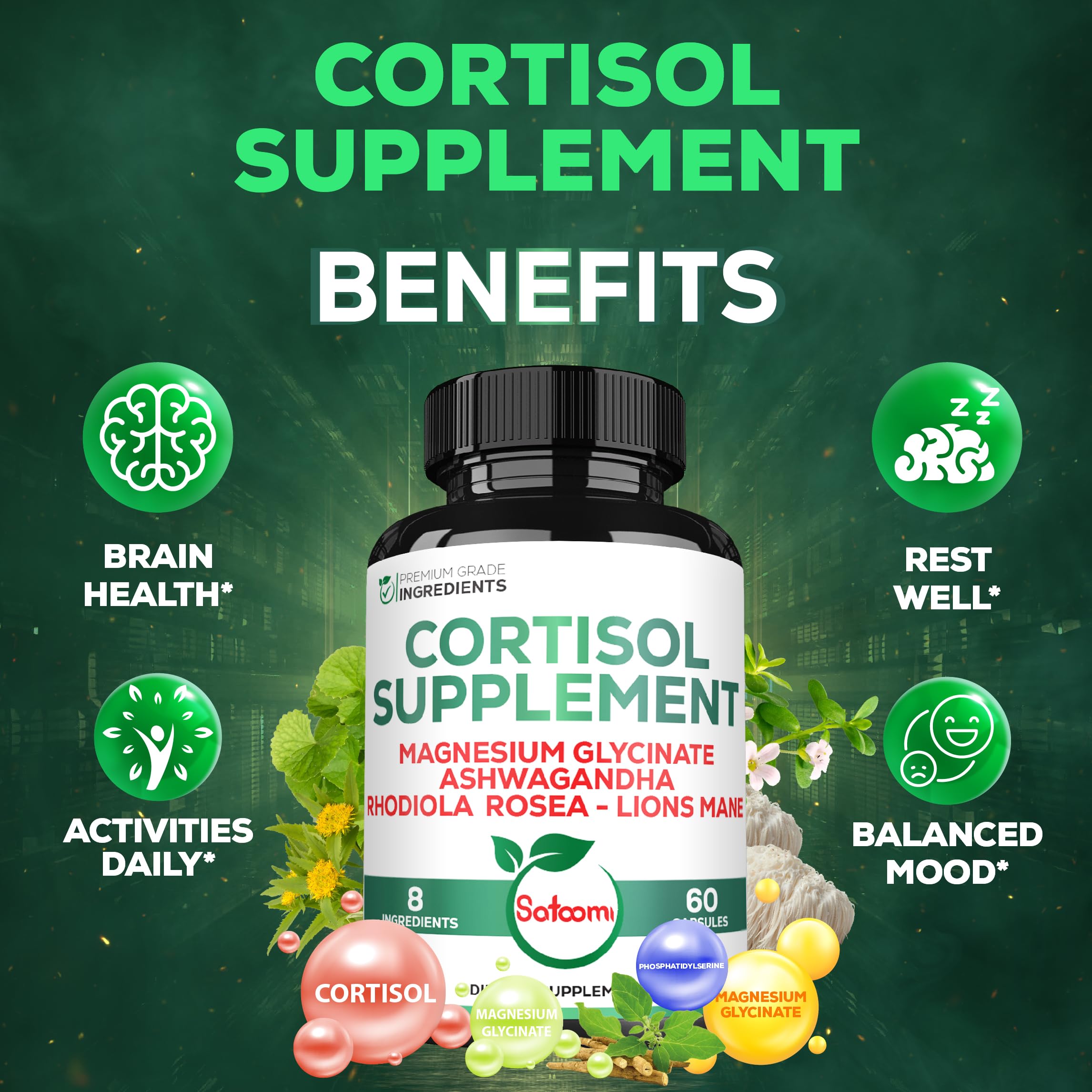 Lions Mane mushroom in Satoomi Cortisol Manager