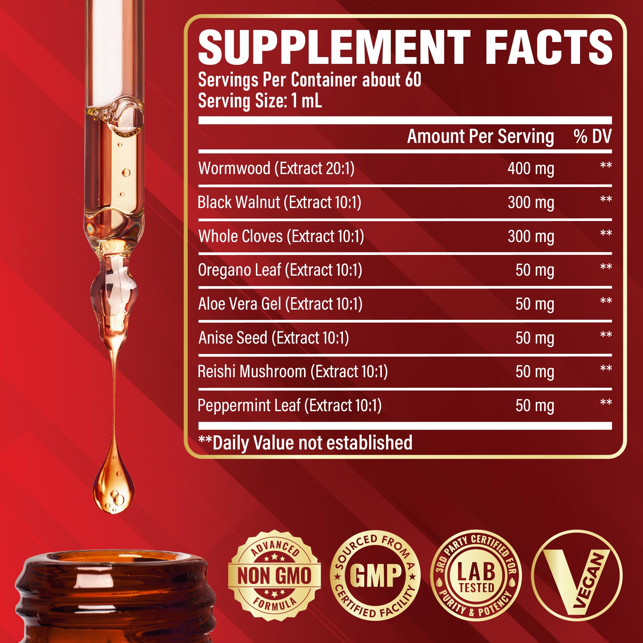 Close-up of Wormwood, Black Walnut, and Cloves – key ingredients