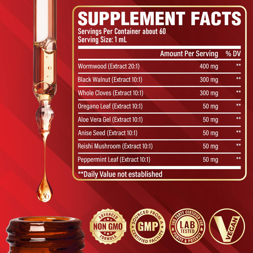 Close-up of Wormwood, Black Walnut, and Cloves – key ingredients