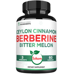 Satoomi Berberine 3in1 bottle with organic cinnamon bark and bitter melon capsules