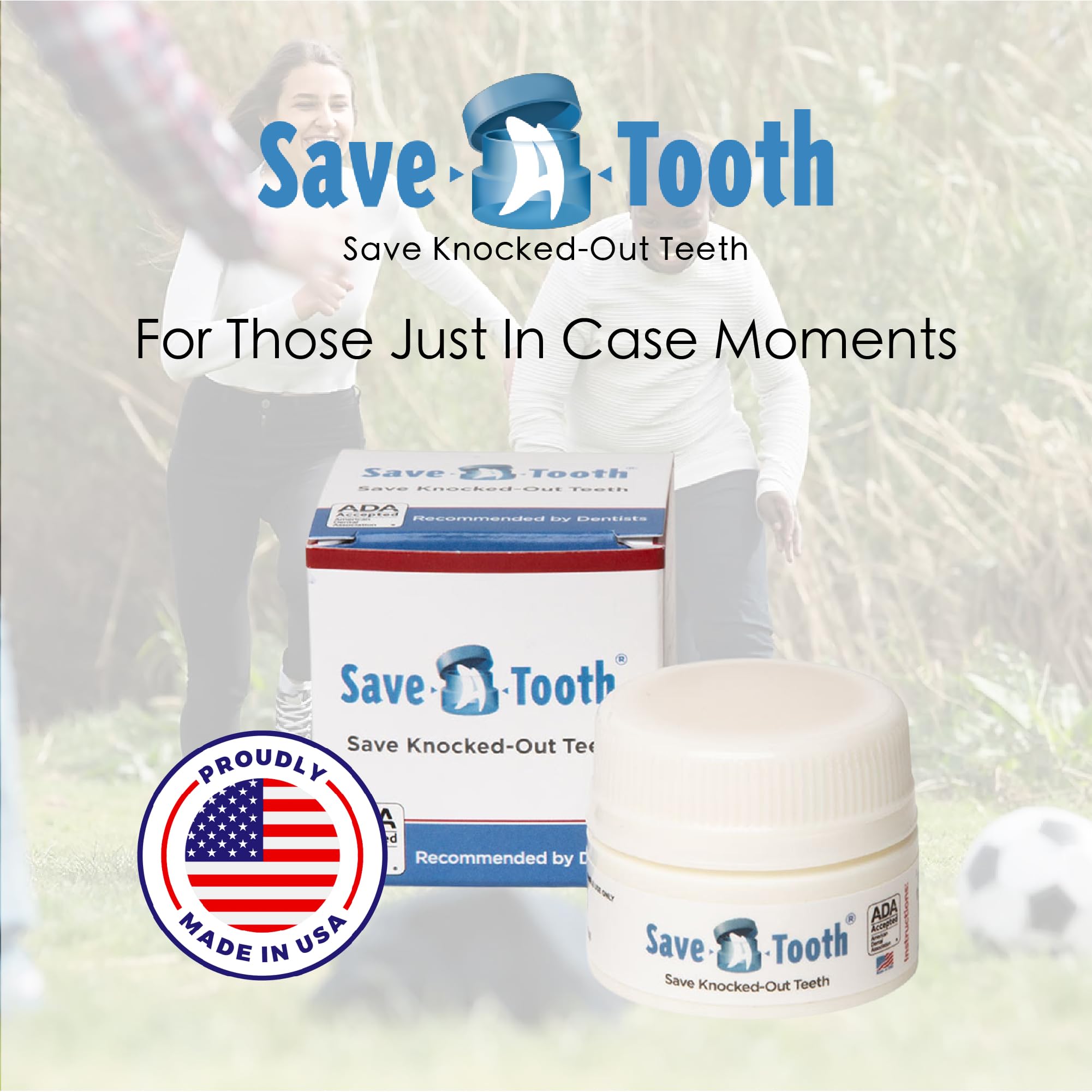 Two-pack packaging of Save-A-Tooth Preservation Kit