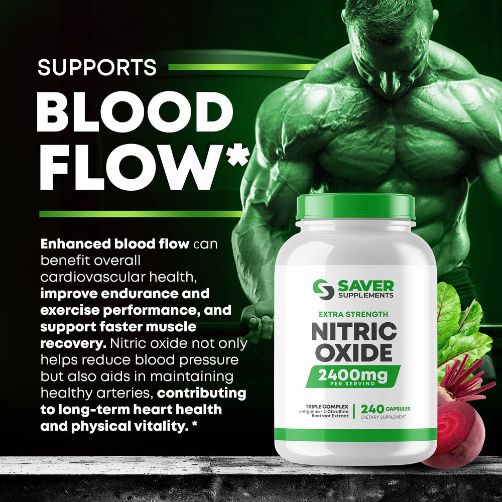 Lab-testing and cGMP standards badge on Saver Supplements Nitric Oxide bottle