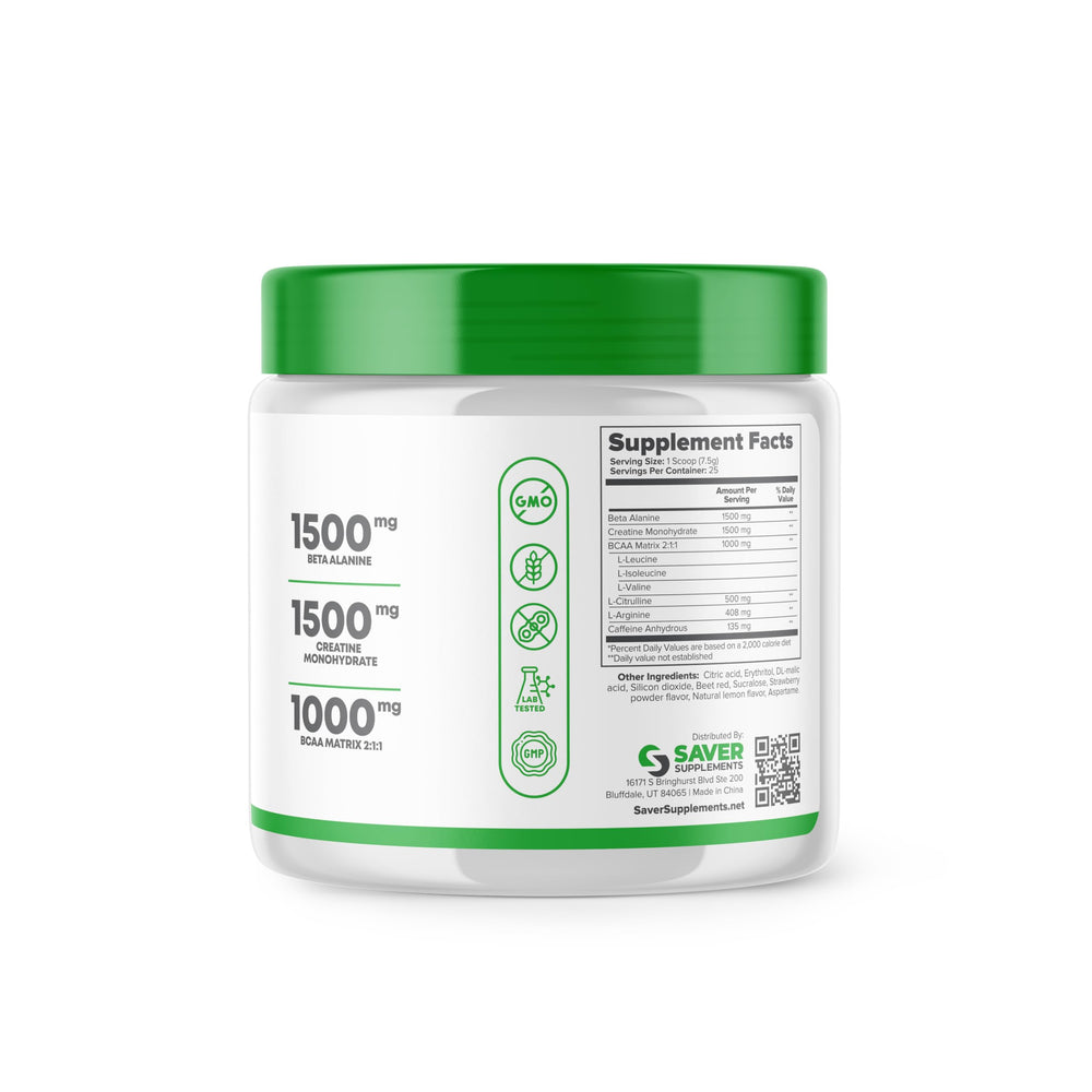 Saver Supplements pre-workout serving suggestions for men and women