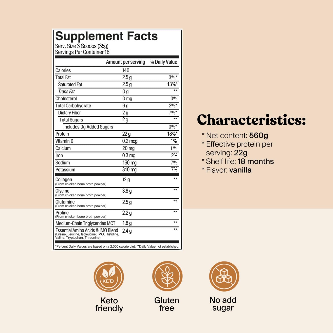 SAVVY Bone Broth Power vanilla shake glass showing creamy texture and protein boost.
