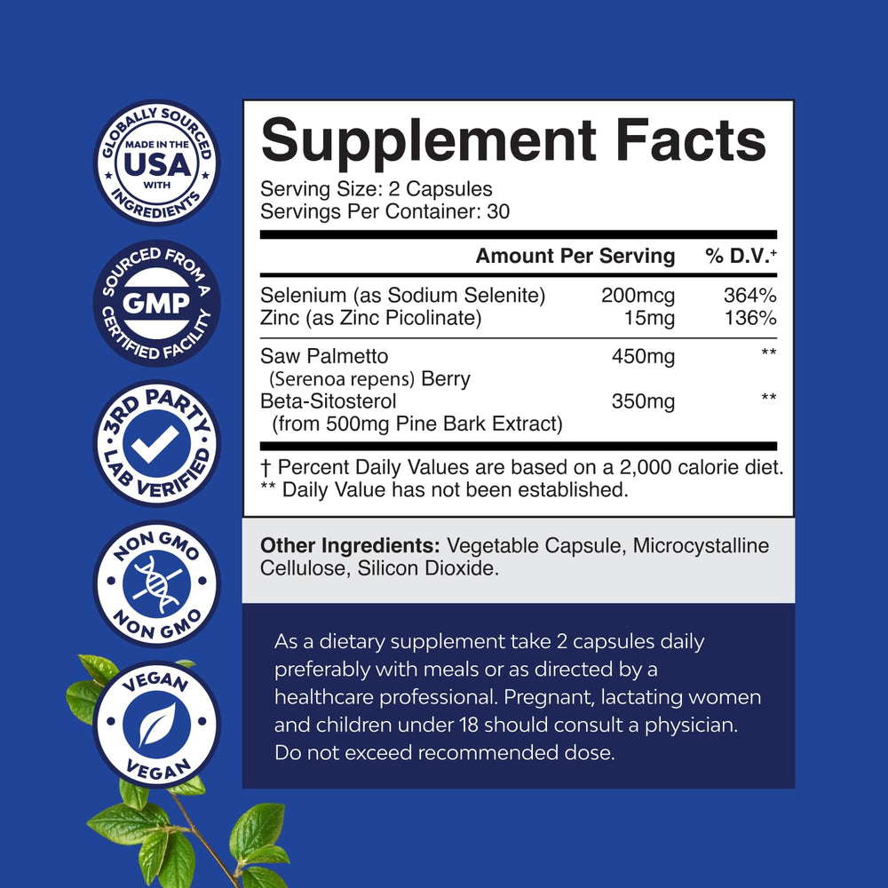 Saw Palmetto berries and Beta Sitosterol capsules