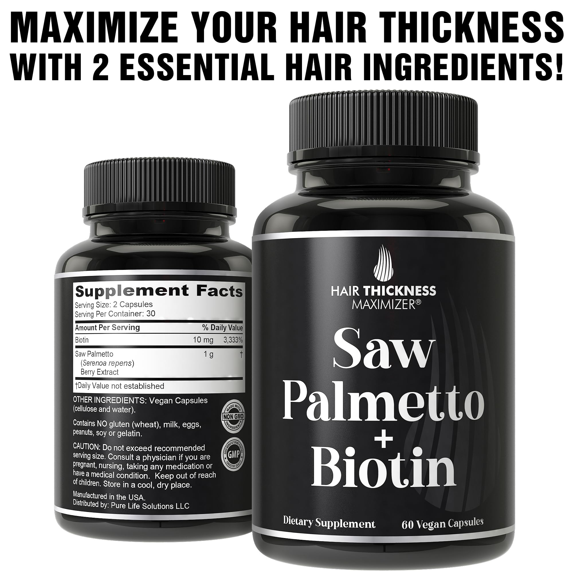 Made in USA seal with vegan hair growth capsules