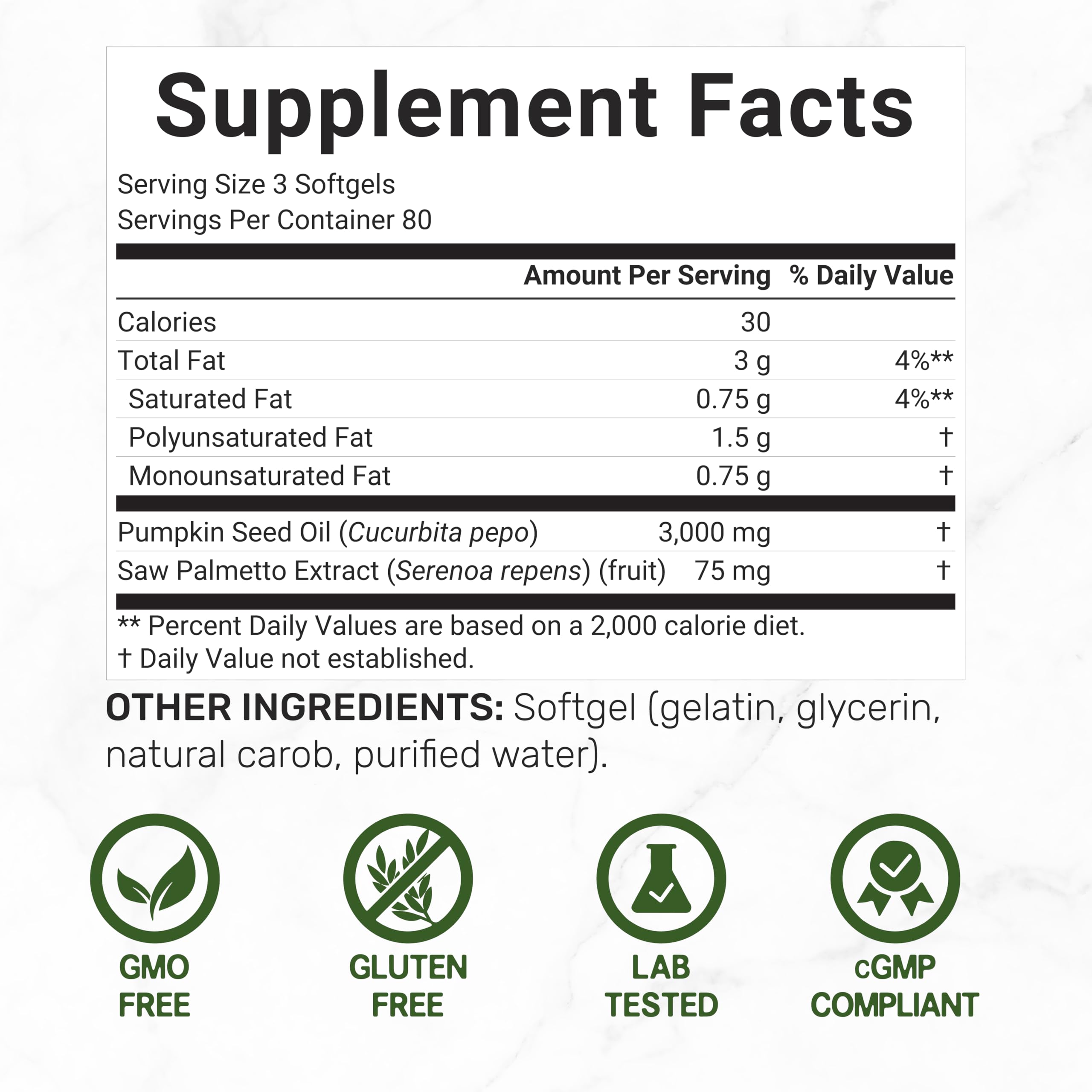 Saw palmetto extract 75 mg supplement label