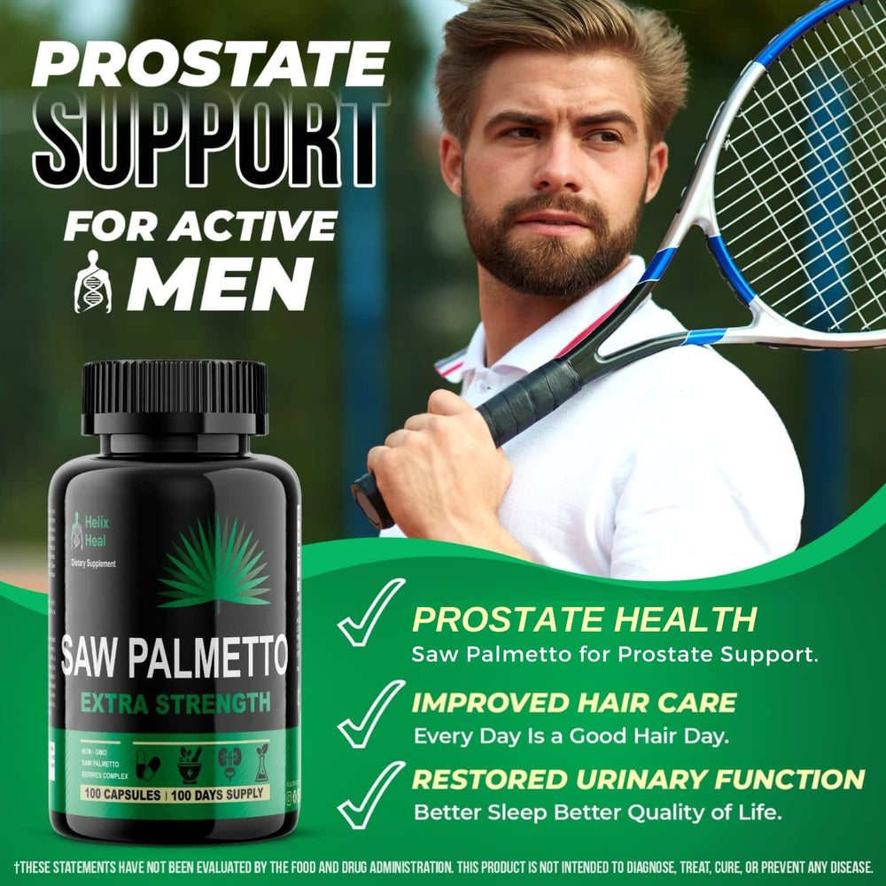 Extra-strength 500mg Saw Palmetto supplement bottle
