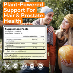 Close-up of vegan gummy with 300mg saw palmetto extract