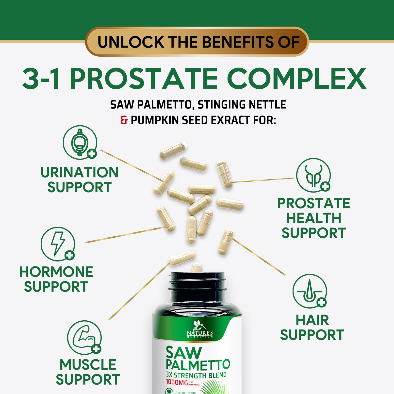 Urological health support with Saw Palmetto capsules