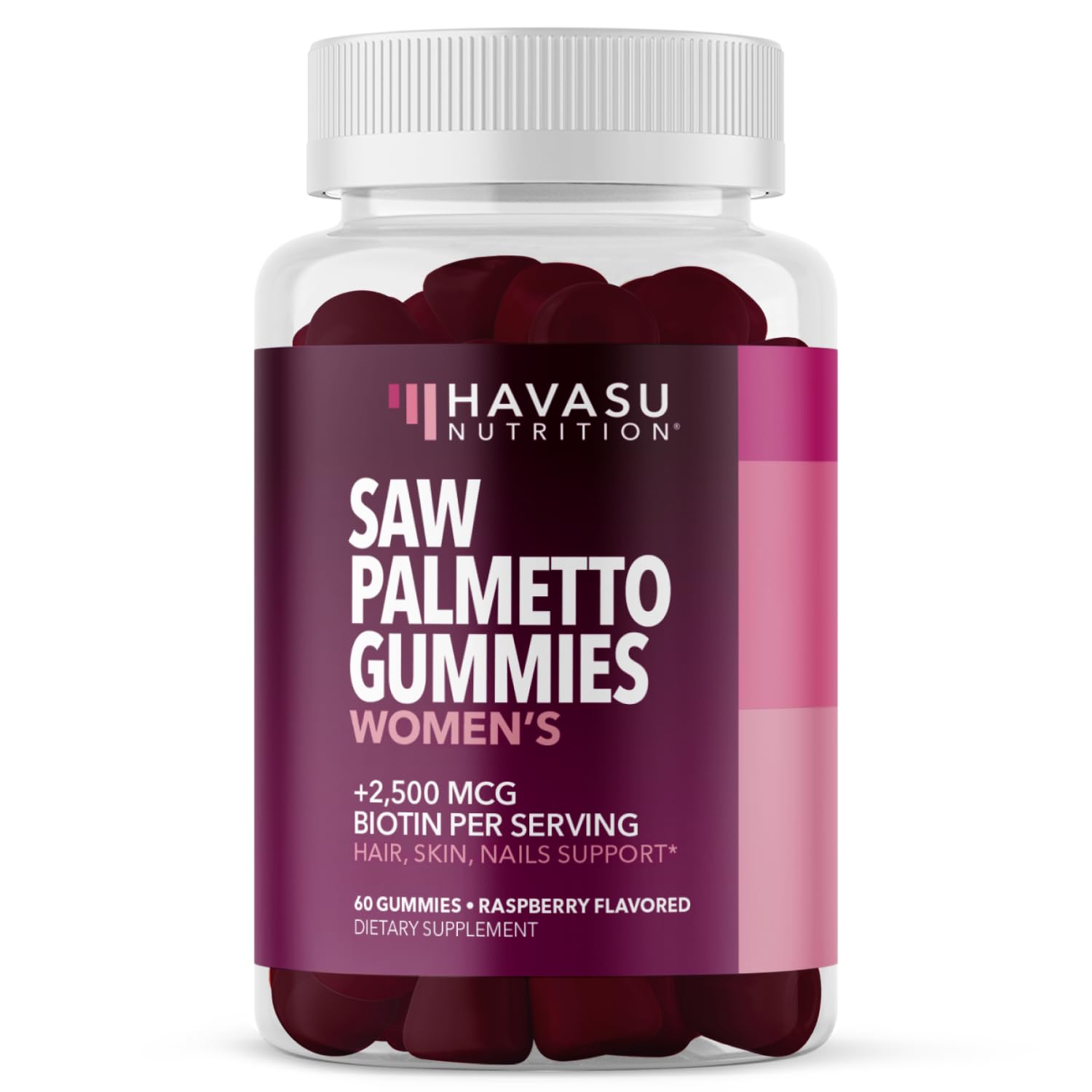 Hero image: Saw Palmetto with Biotin gummies for women, 60-count bottle