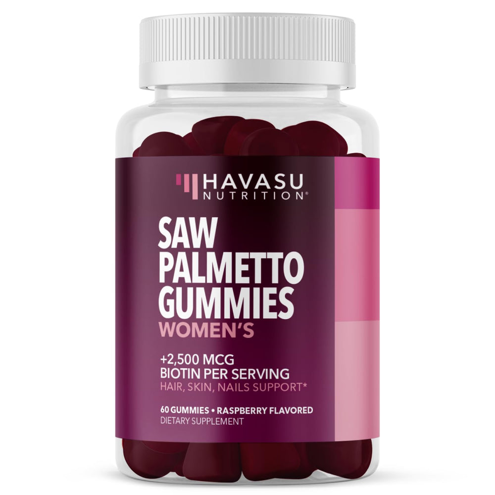 Hero image: Saw Palmetto with Biotin gummies for women, 60-count bottle