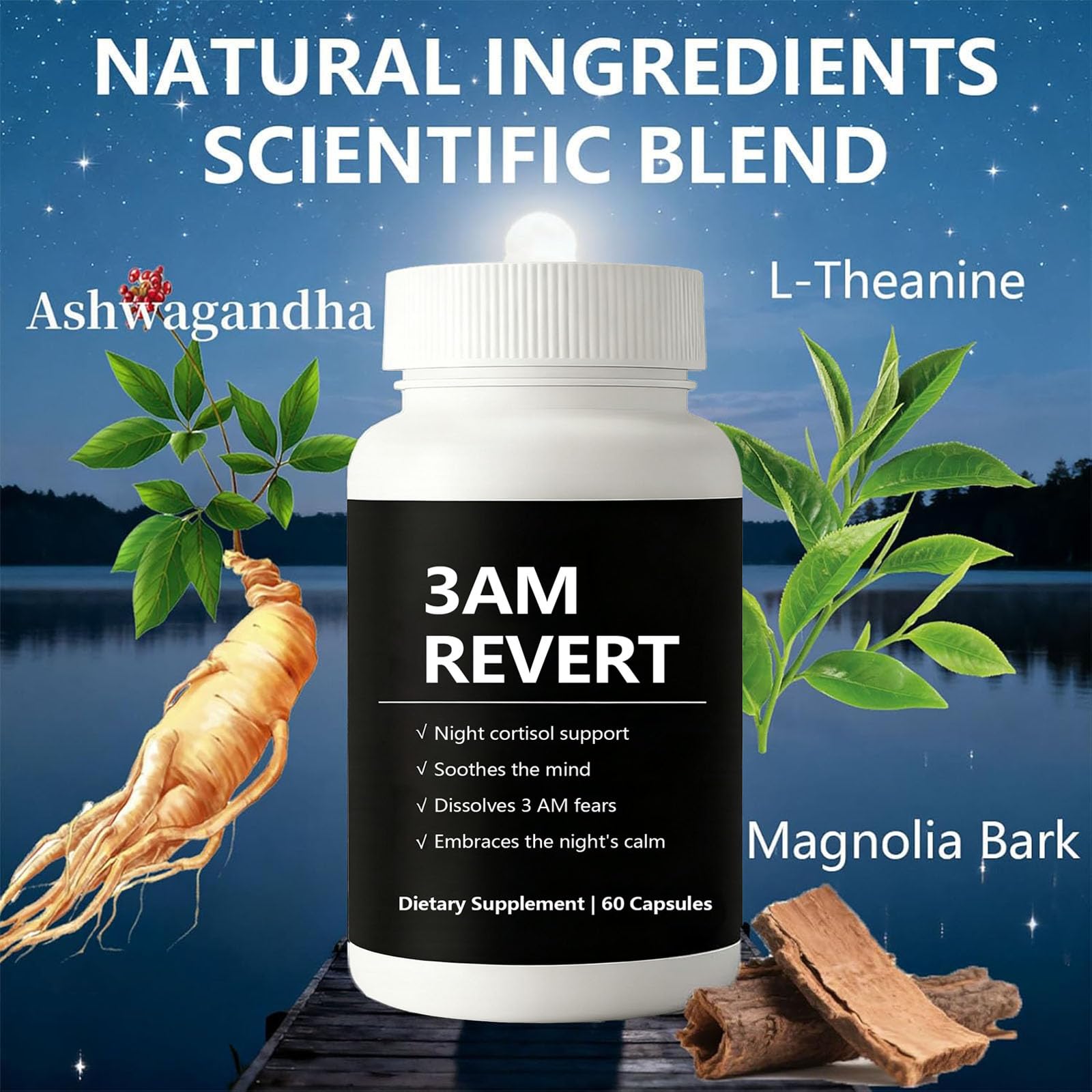 SCEZROB Kleos Cortisol 3 AM Revert with ashwagandha—soothing calm for evening routine.