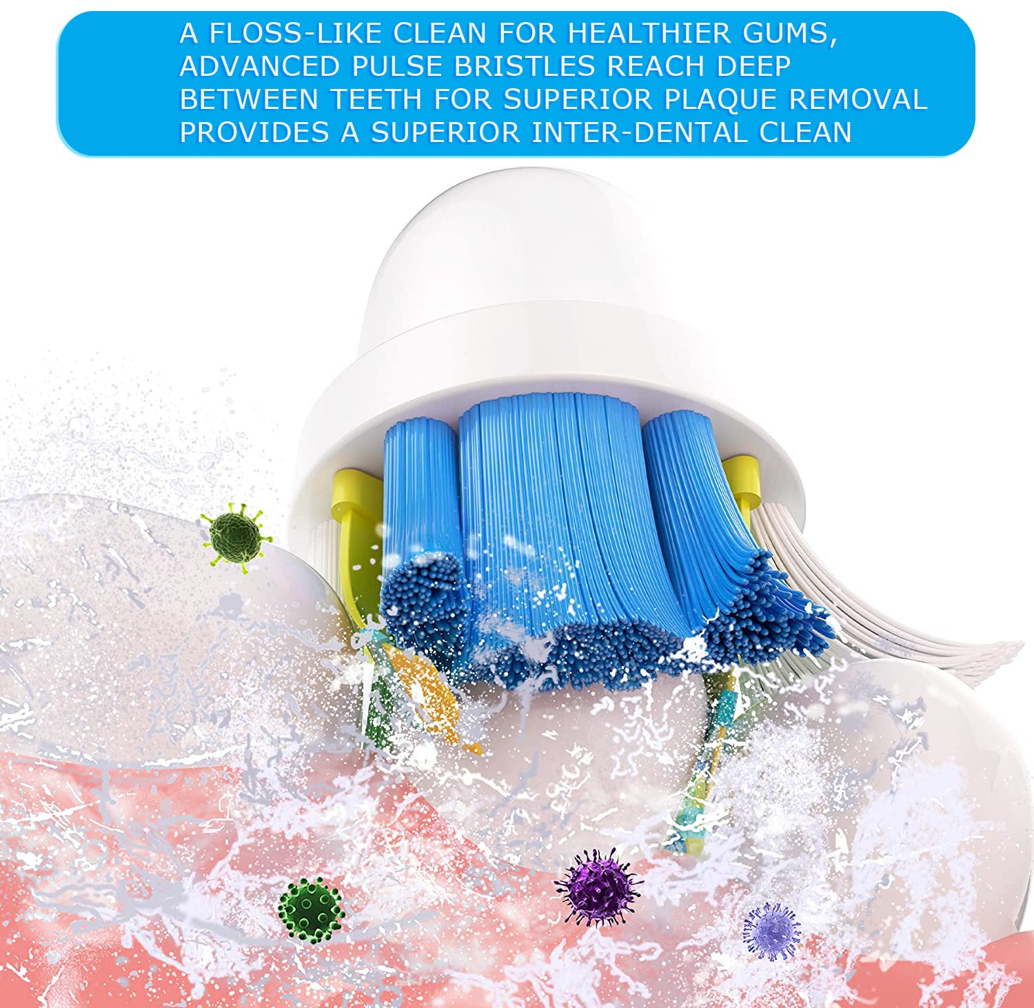 Longer end bristles for cleaning hard-to-reach areas