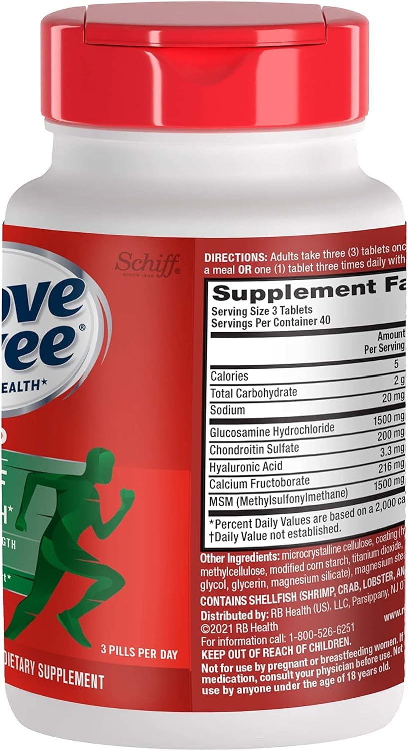 Glucosamine and FruiteX-B ingredients on Schiff Move Free Advanced packaging