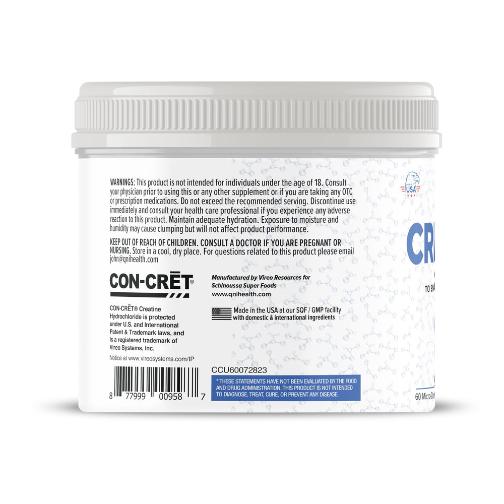 Back label showing ingredients and nutrition facts