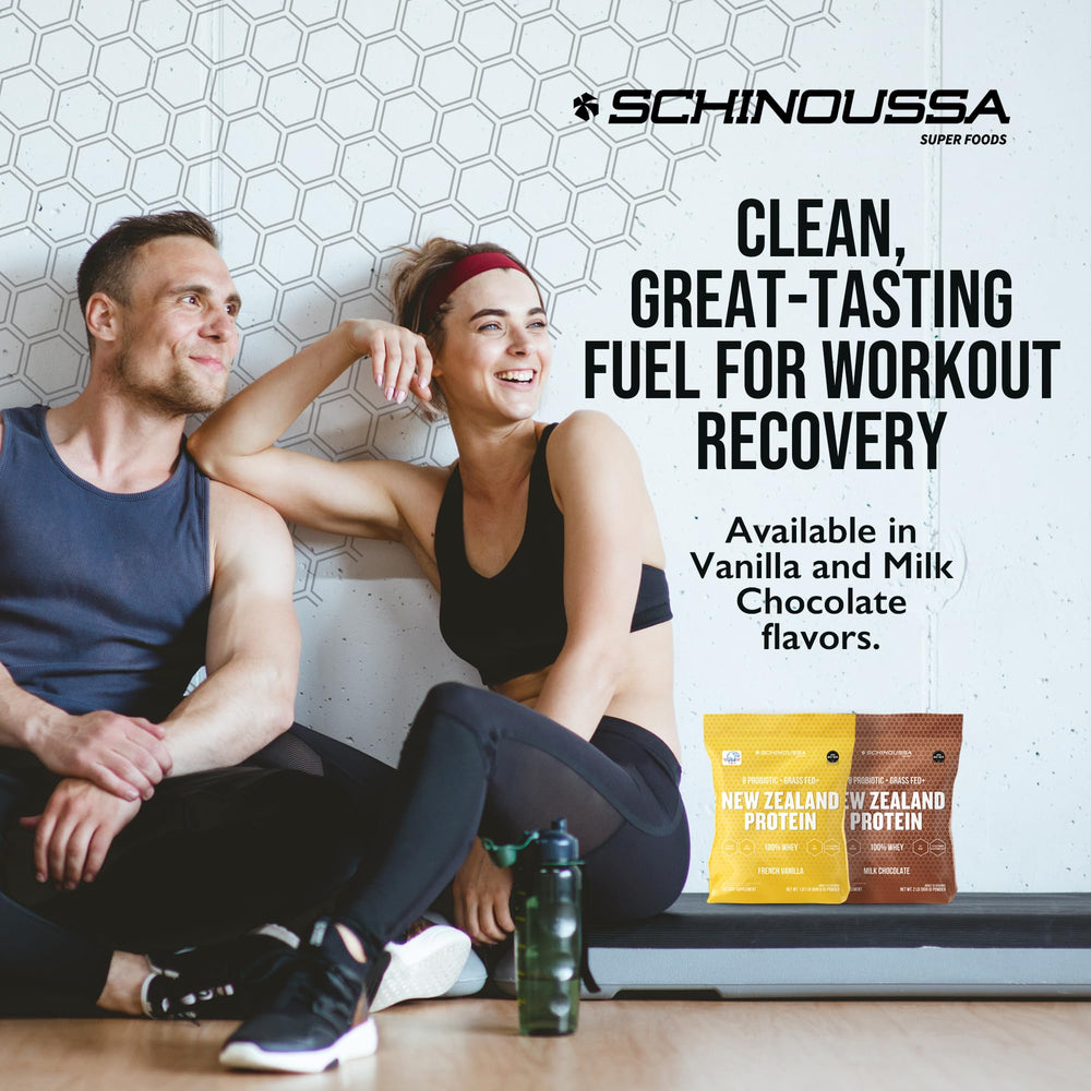 Schinoussa probiotic whey pale shake—smooth texture ideal for smoothies.
