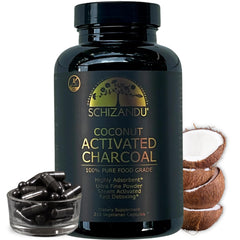 Front view of Schizandu Activated Coconut Charcoal Capsules bottle