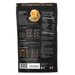 Schlacher Styrian Pumpkin Seed Protein jar shows powder texture for smoothies