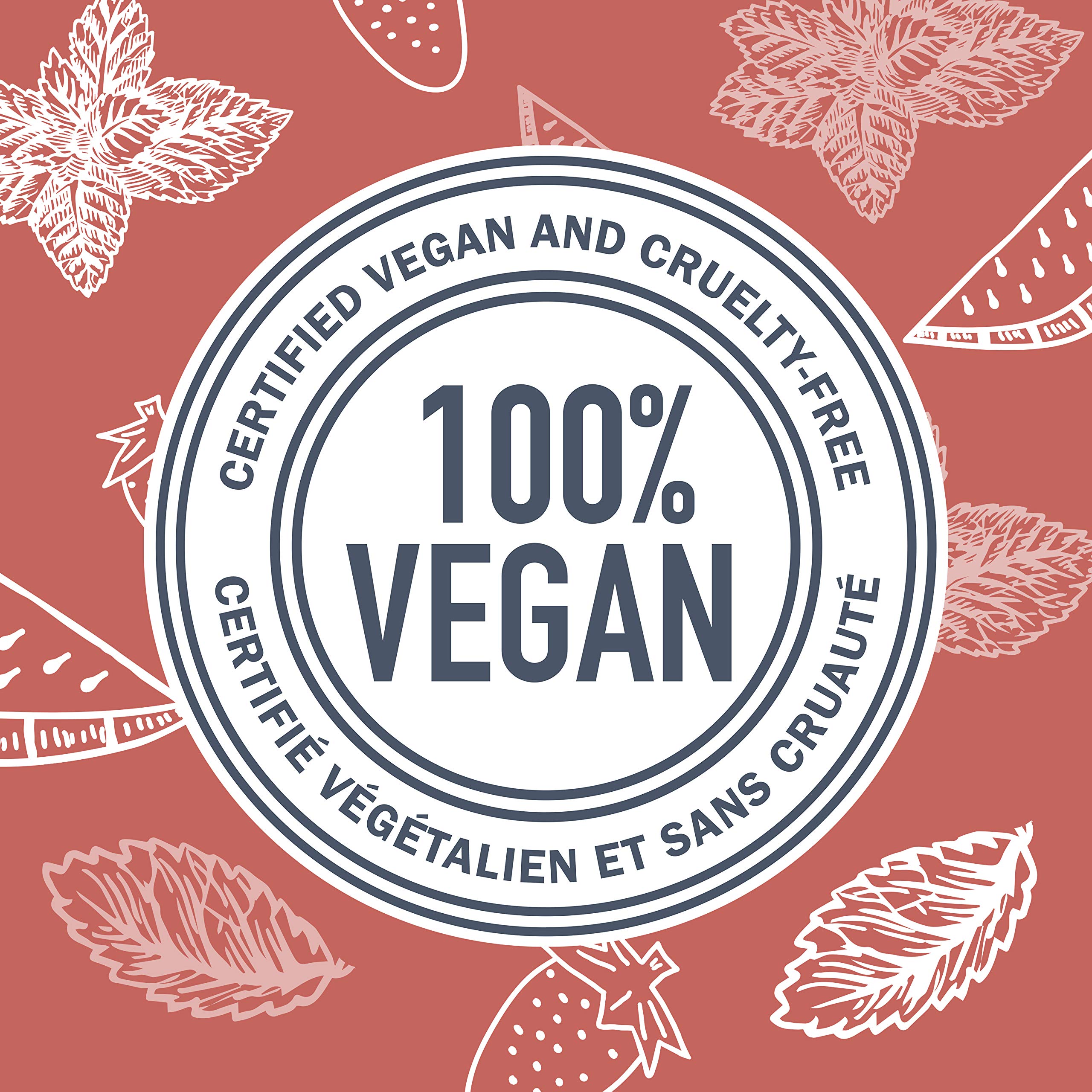 Ingredients panel with vitamin E, aloe, coconut oil and tea tree