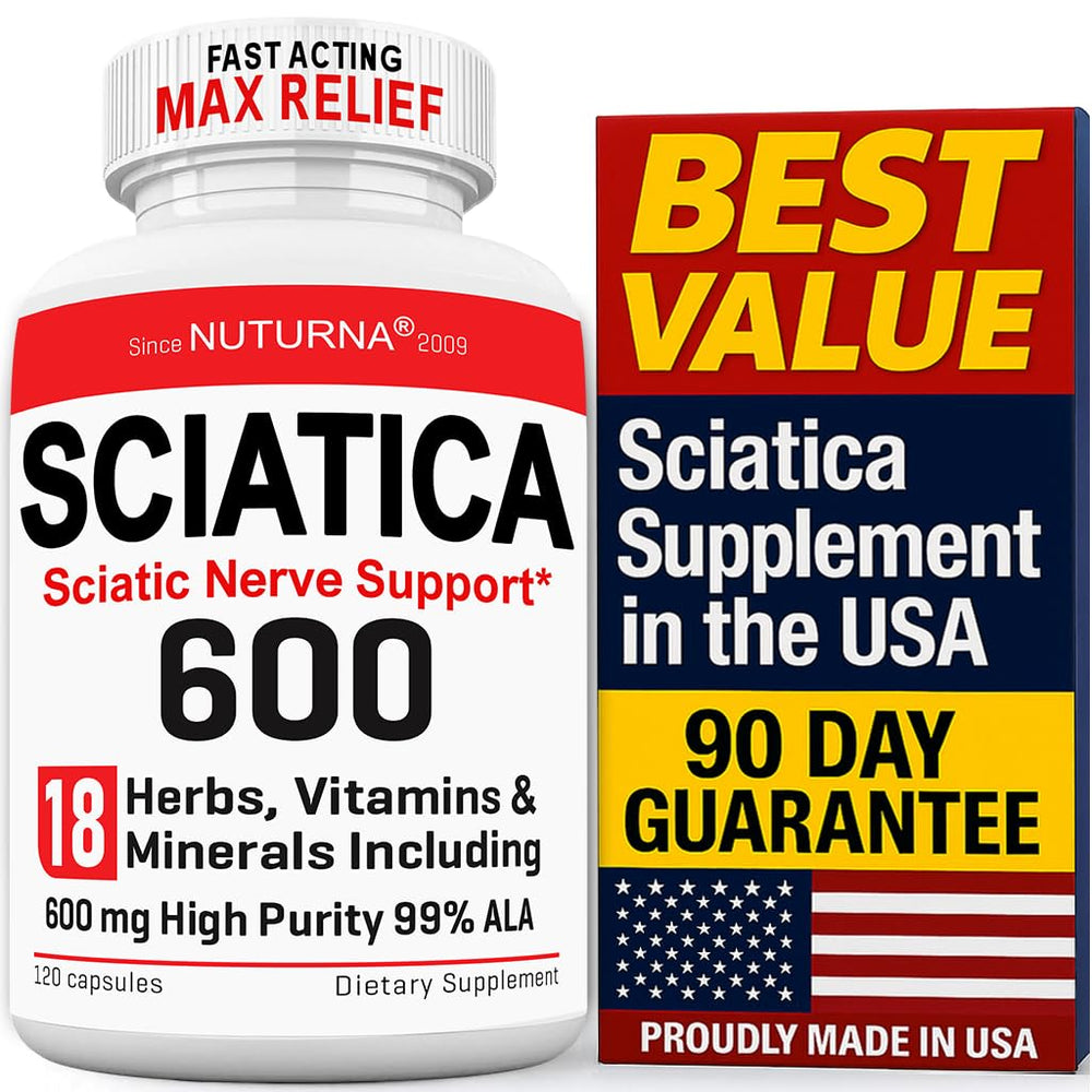 Sciatica nerve relief supplement bottle with 600 mg Alpha Lipoic Acid (ALA) 120 capsules