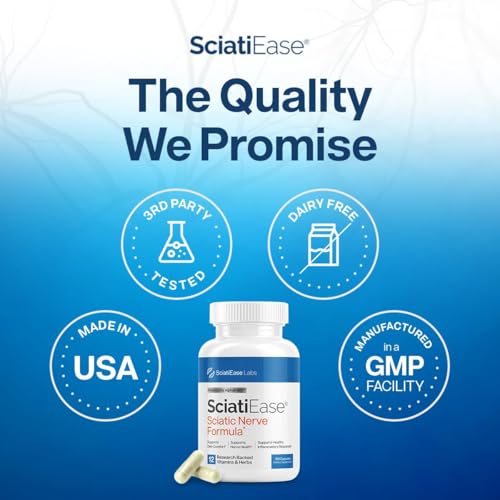 SciatiEase product packaging and branding on display