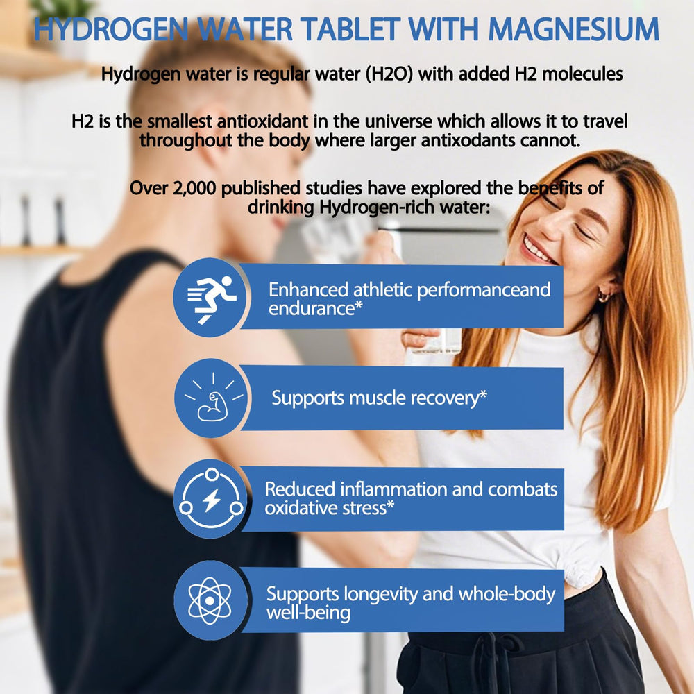 Science-backed hydrogen water tablets delivering 12ppm H2