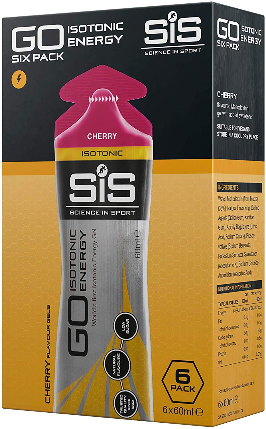 Science in Sport energy gel pack 2oz six-pack for endurance fueling.