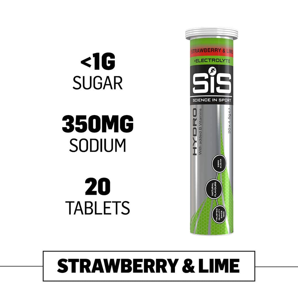 Science in Sport Hydro Electrolyte Tablets poured into a glass for a crisp hydrating drink.