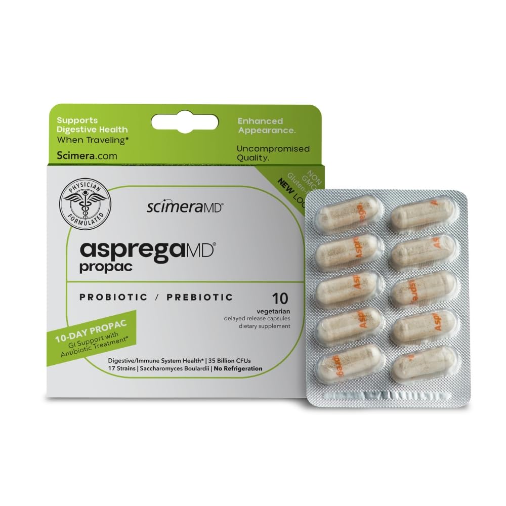 ScimeraMD Asprega ProPac probiotic bottle - front view