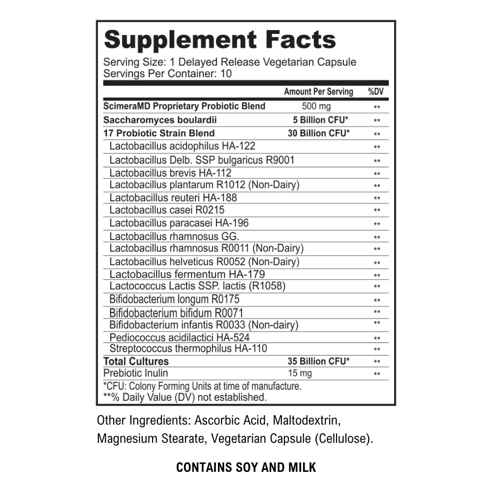 ScimeraMD Asprega ProPac probiotic bottle - side view