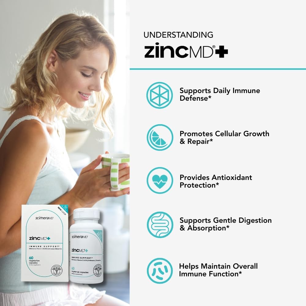 Illustration of zinc, elderberry, vitamin C, vitamin D3 and echinacea ingredients
