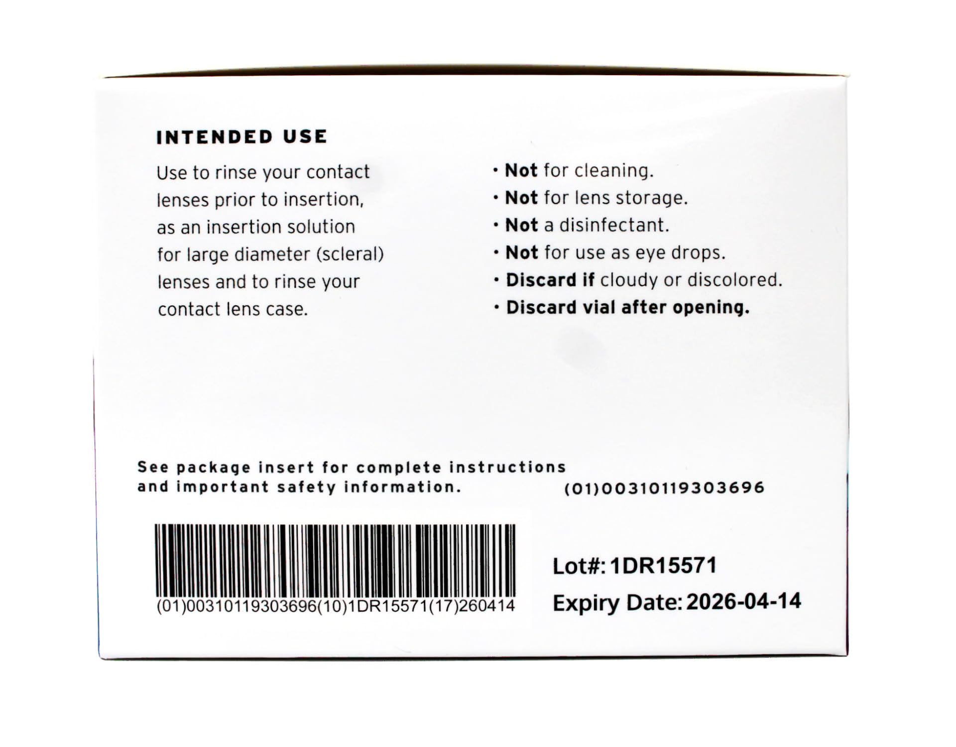 Sterile single-use vial for lens rinsing and insertion