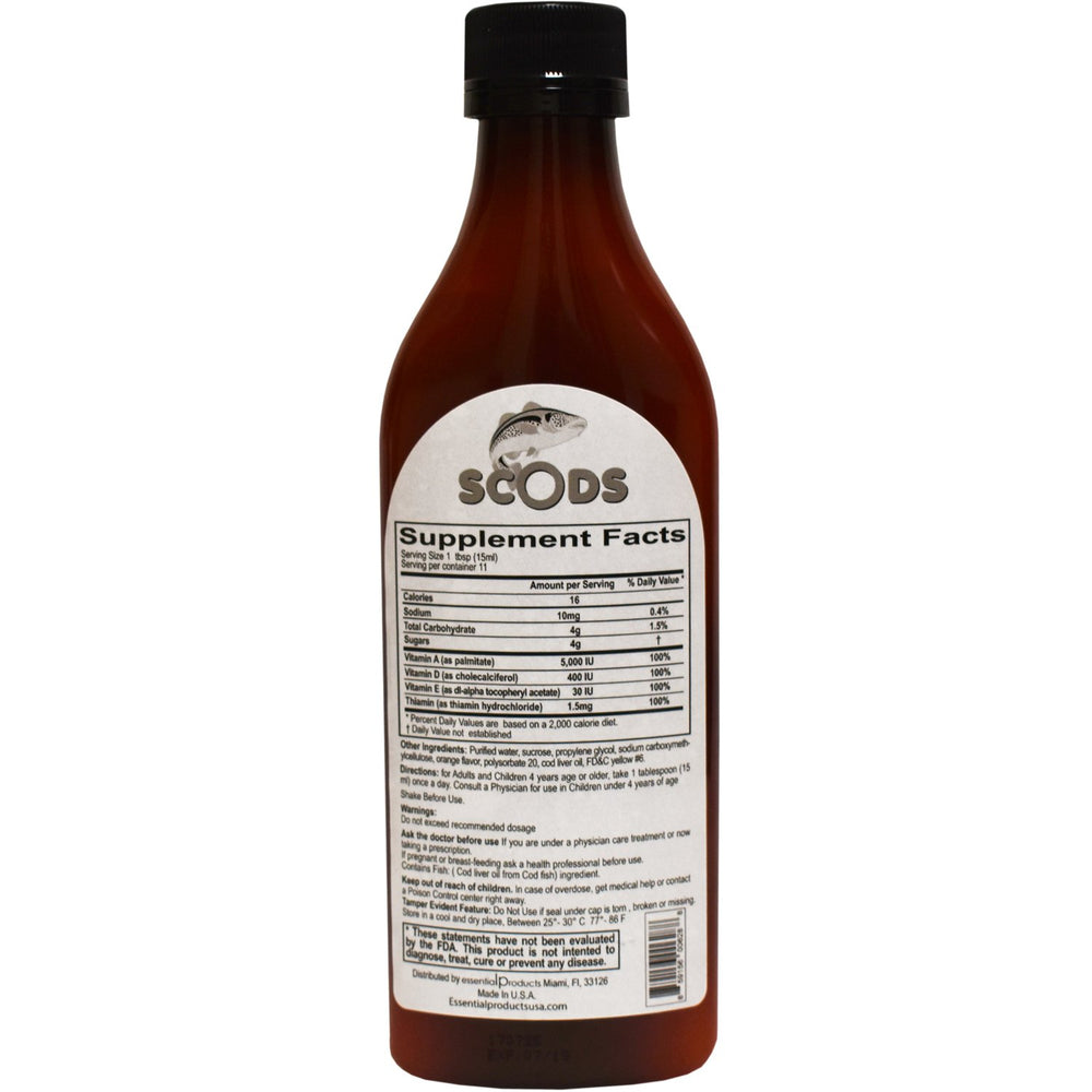 Close-up of Scods Emulsion bottle