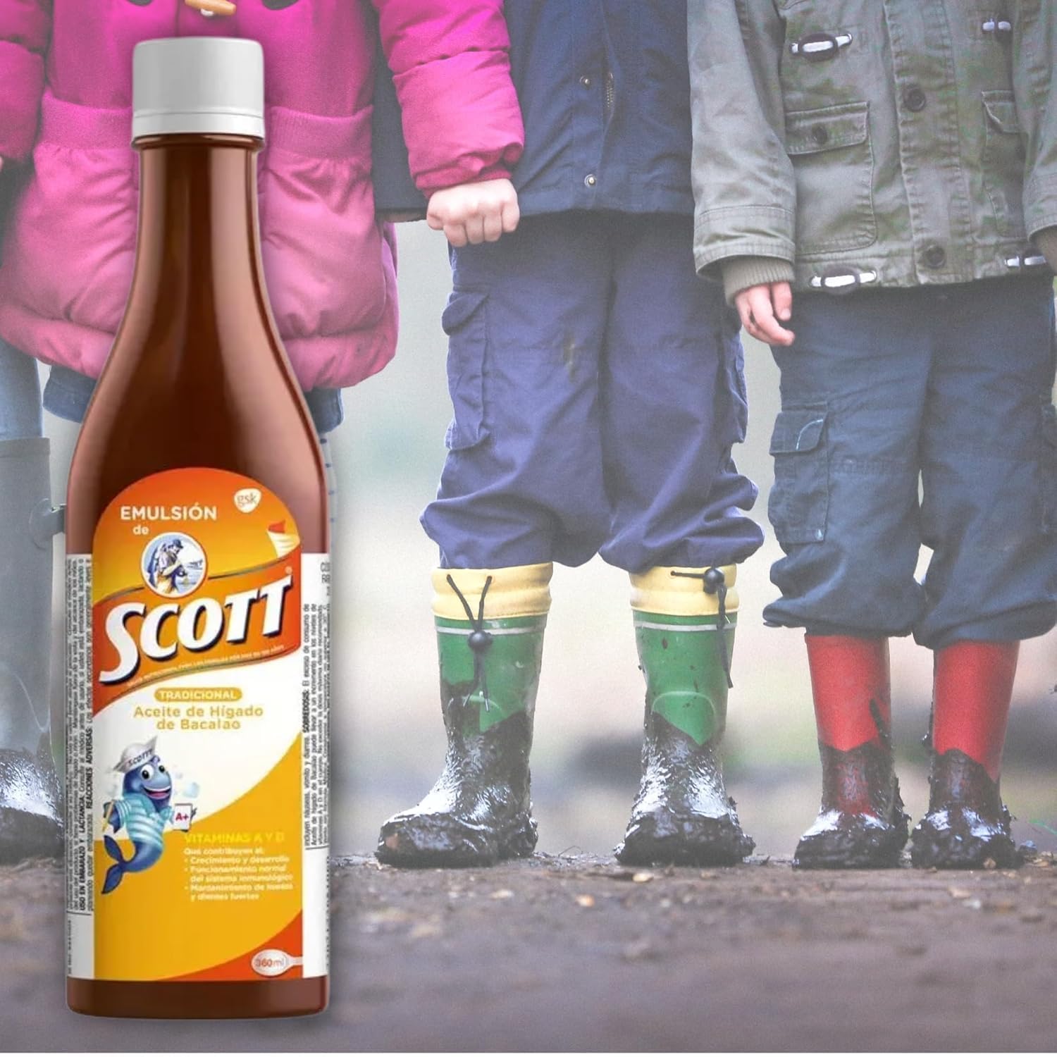 Colombian product: Scott's Emulsion Cod Liver Oil Traditional Flavor packaging