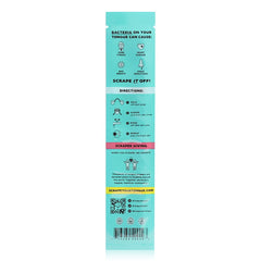 Travel-ready tongue scraper shown in a toiletry bag