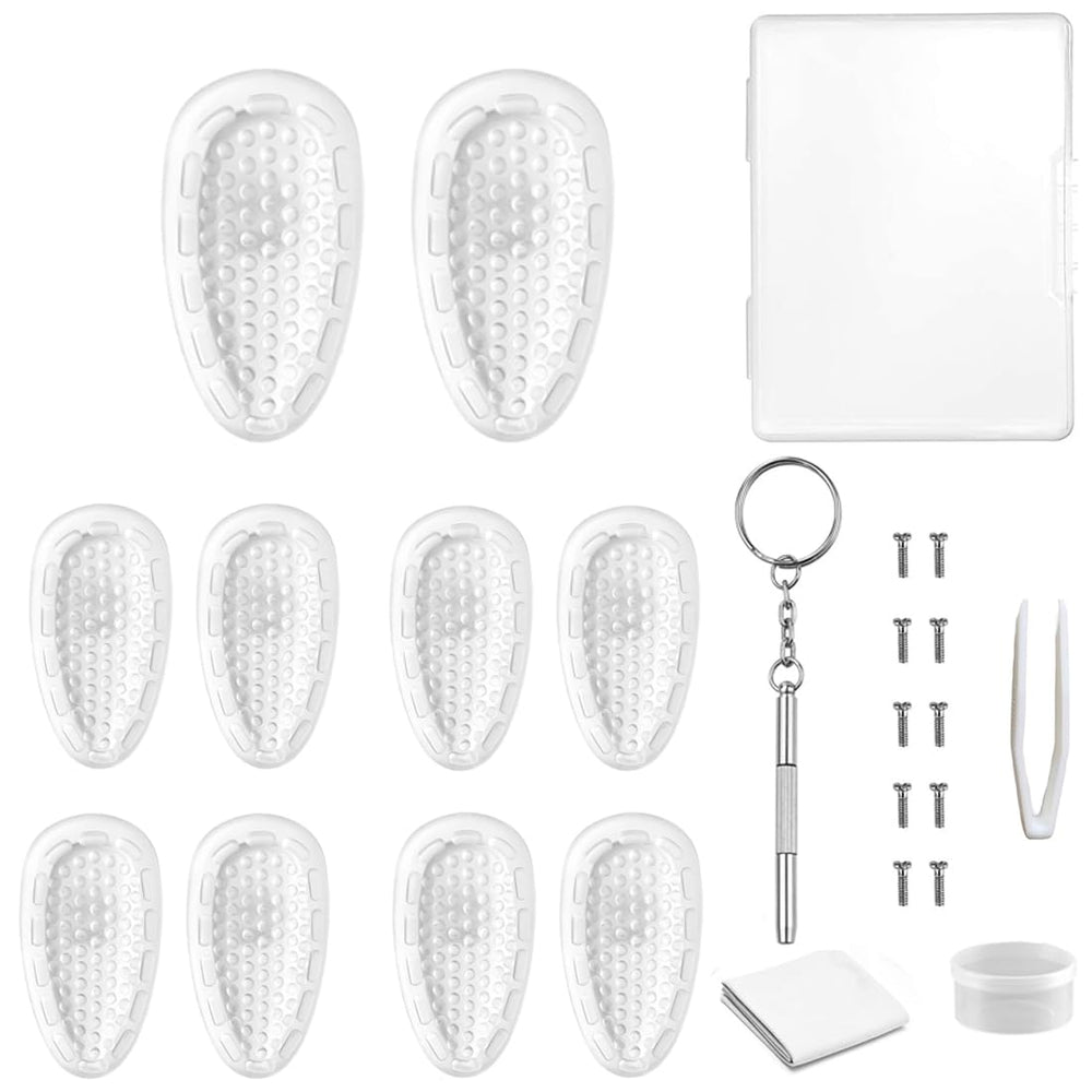 Screw-in eyewear nose pads with air chamber design