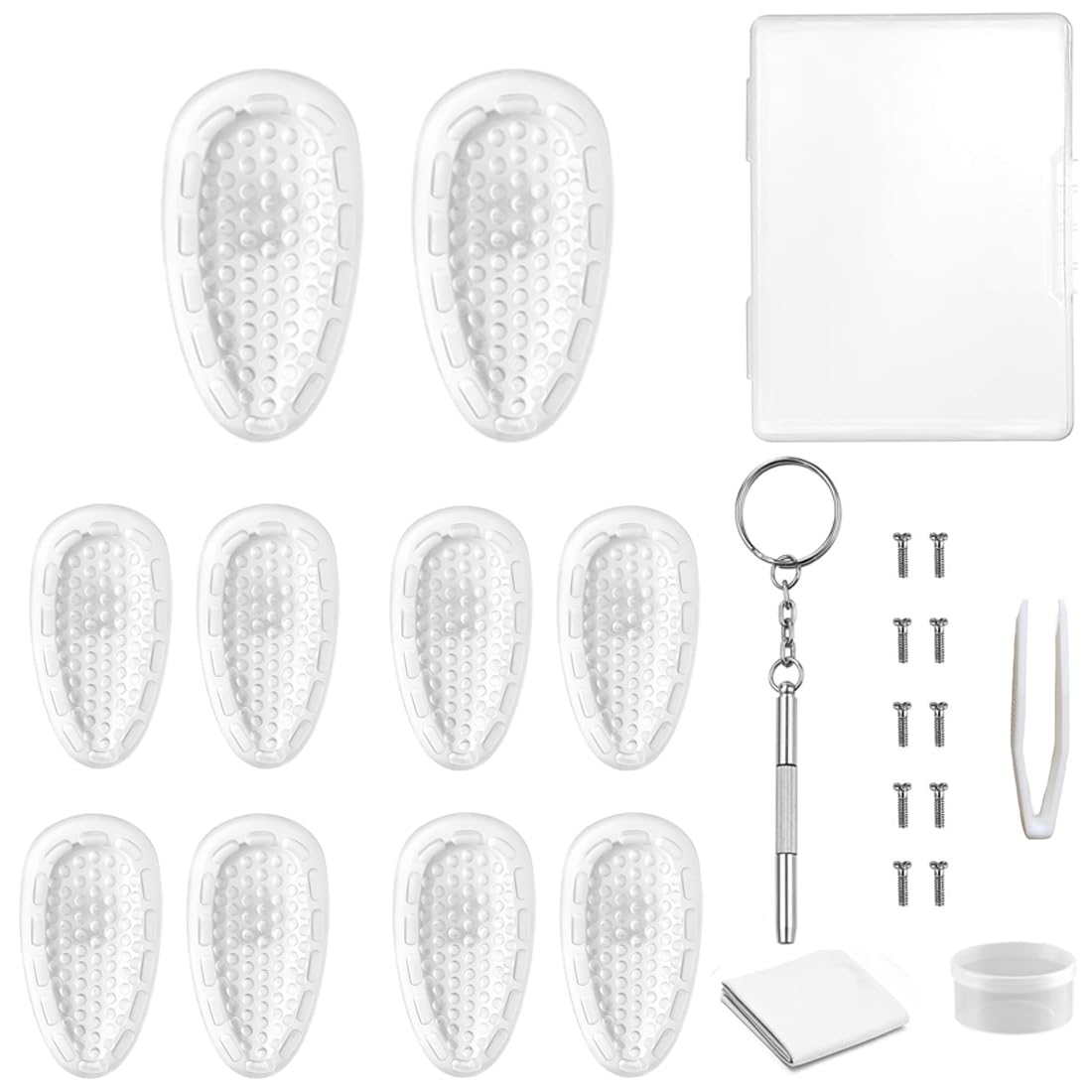 Screw-in eyewear nose pads with air chamber design