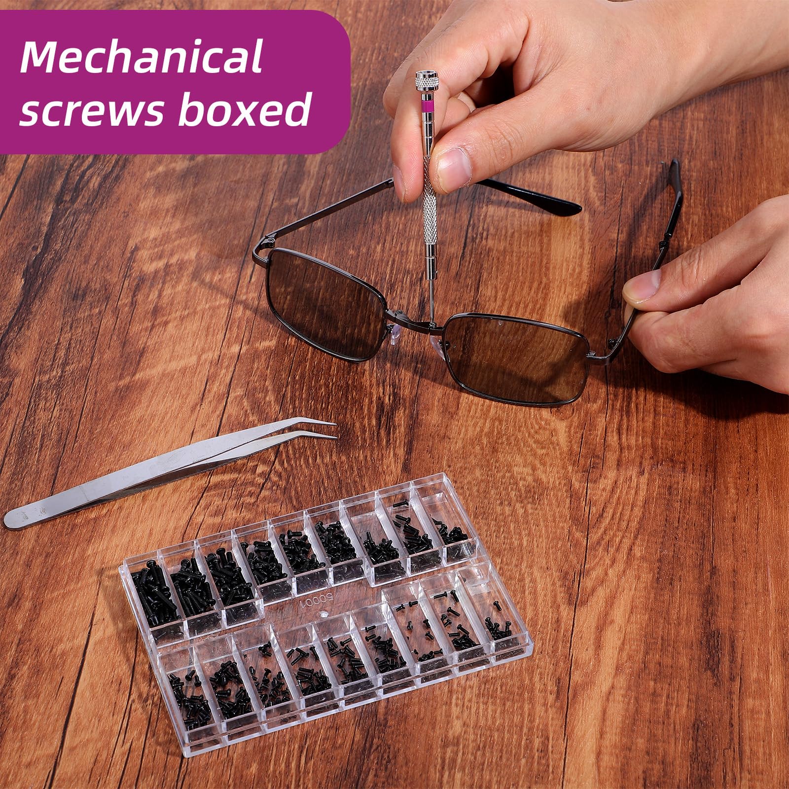 Assorted screws for laptops, eyeglasses, watches and SSDs
