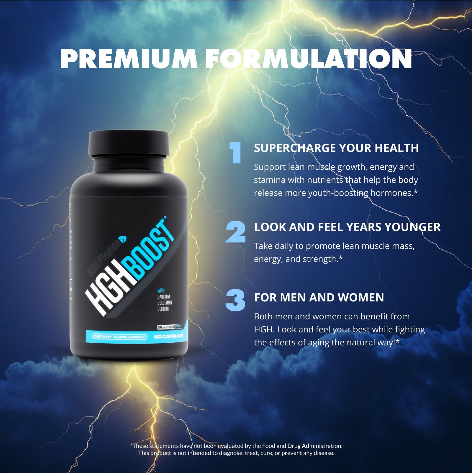 Gluten-free capsules shown in bottle for recovery and lean mass support