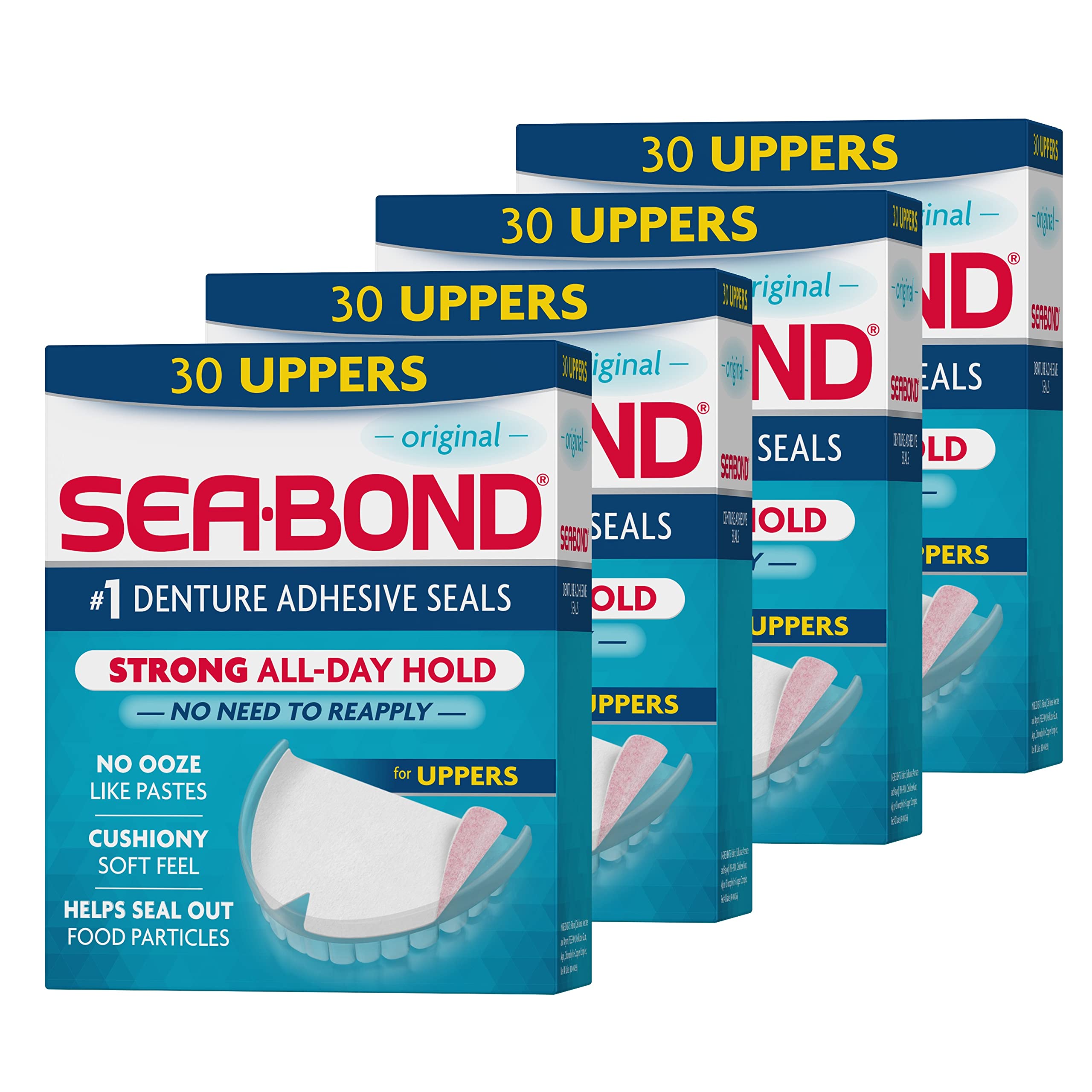 Sea-Bond Secure Denture Adhesive Seals for Original Uppers – Pack of 4