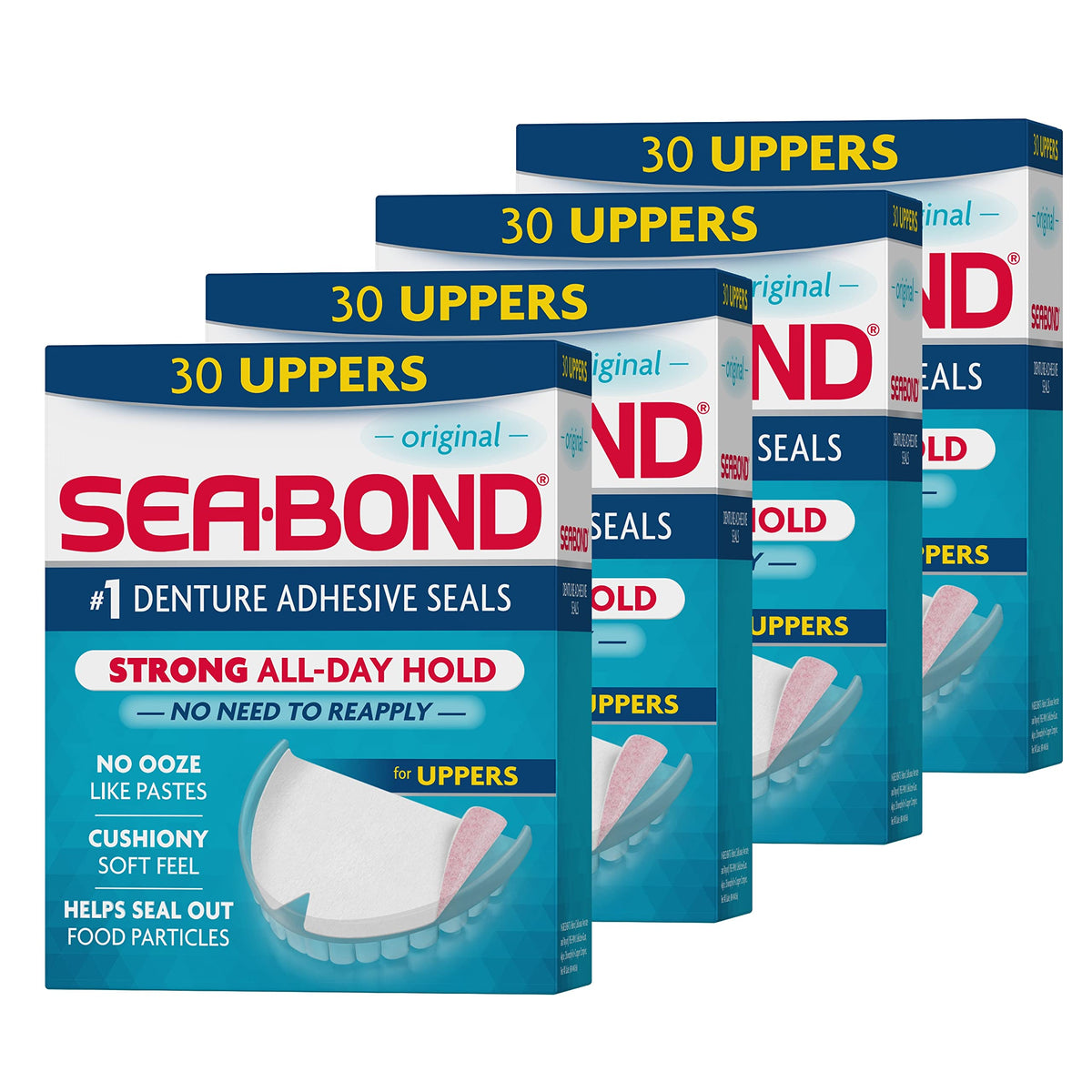 Sea-Bond Secure Denture Adhesive Seals for Original Uppers – Pack of 4