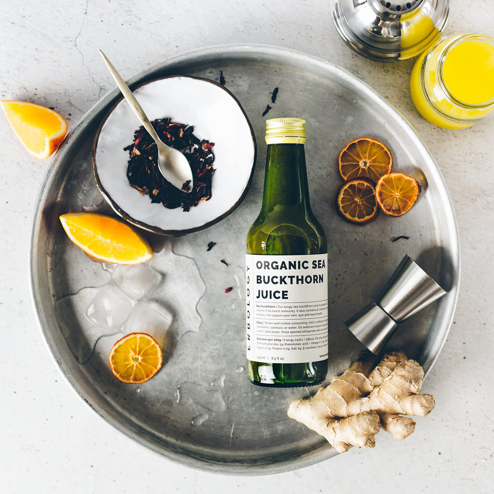 Close-up of Erbology label highlighting organic and non-GMO claims