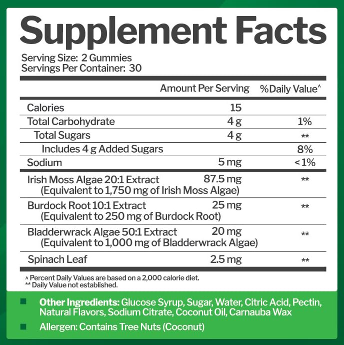 Packaging and bottle of Sea Moss 3000mg Gummies